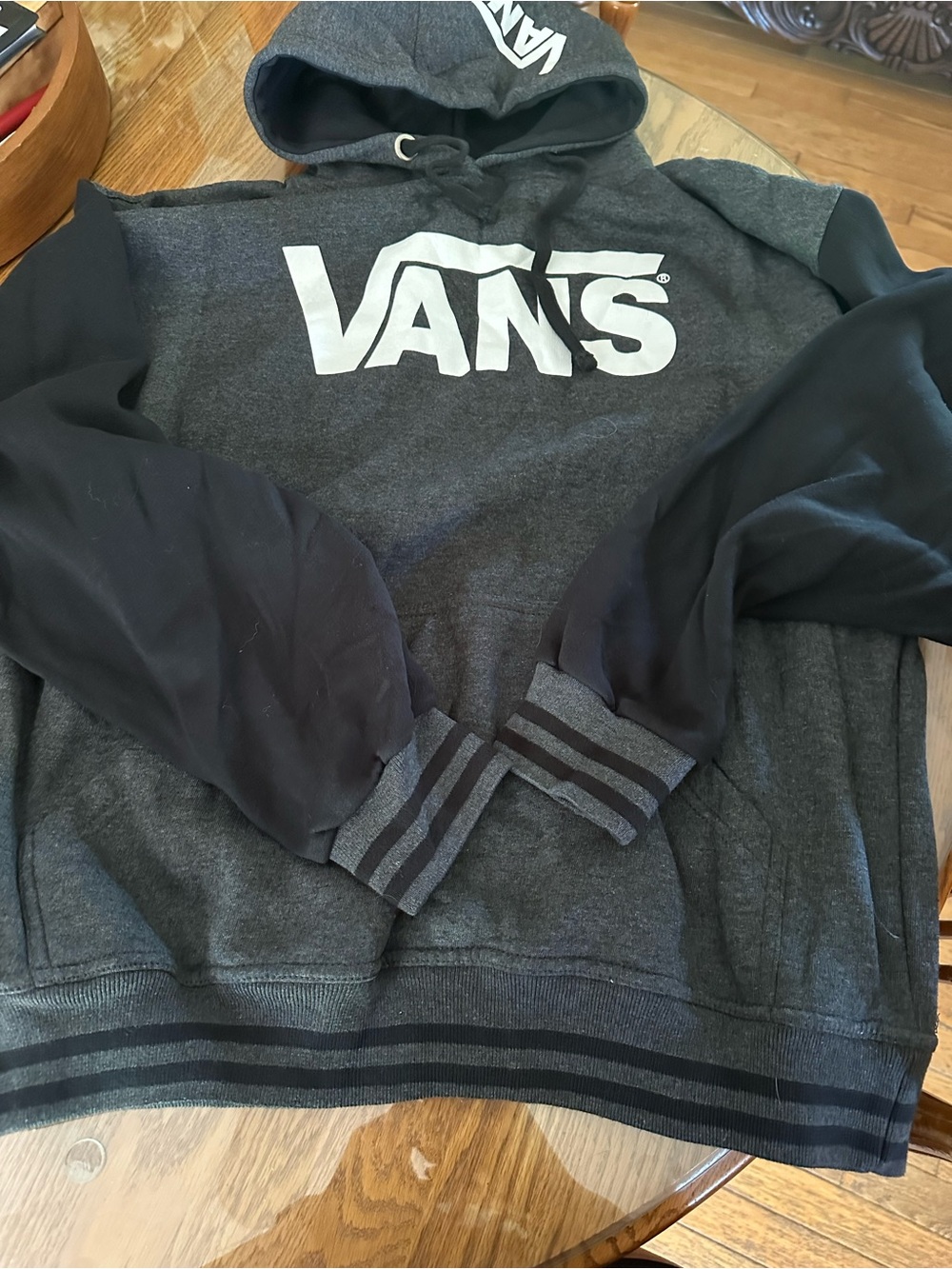 Vans Black & Charcoal Pullover Hoodie with White Logo